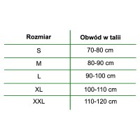 tabelka rozmiarowa,tabelka do pasa o-1460