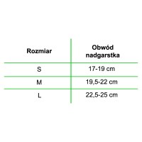 tabelka rozmiarowa,tabelka do ortezy o-1770