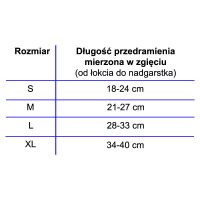 tabelka rozmiarowa,tabelka do temblaka o-1500